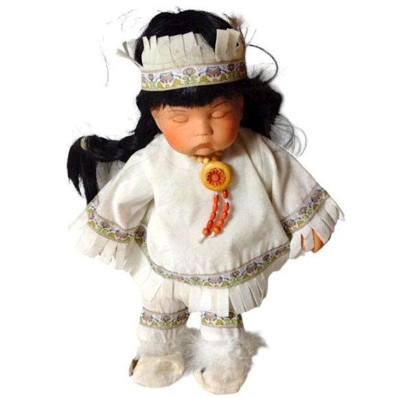14" Sweet Doll Handmade Embroidered Native American Indian First Nation Outfit - Picture 1 of 10